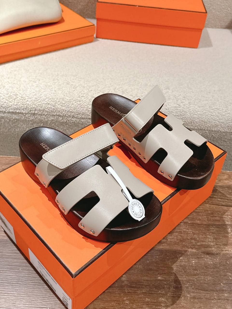 Hermes wooden sole sandals-6